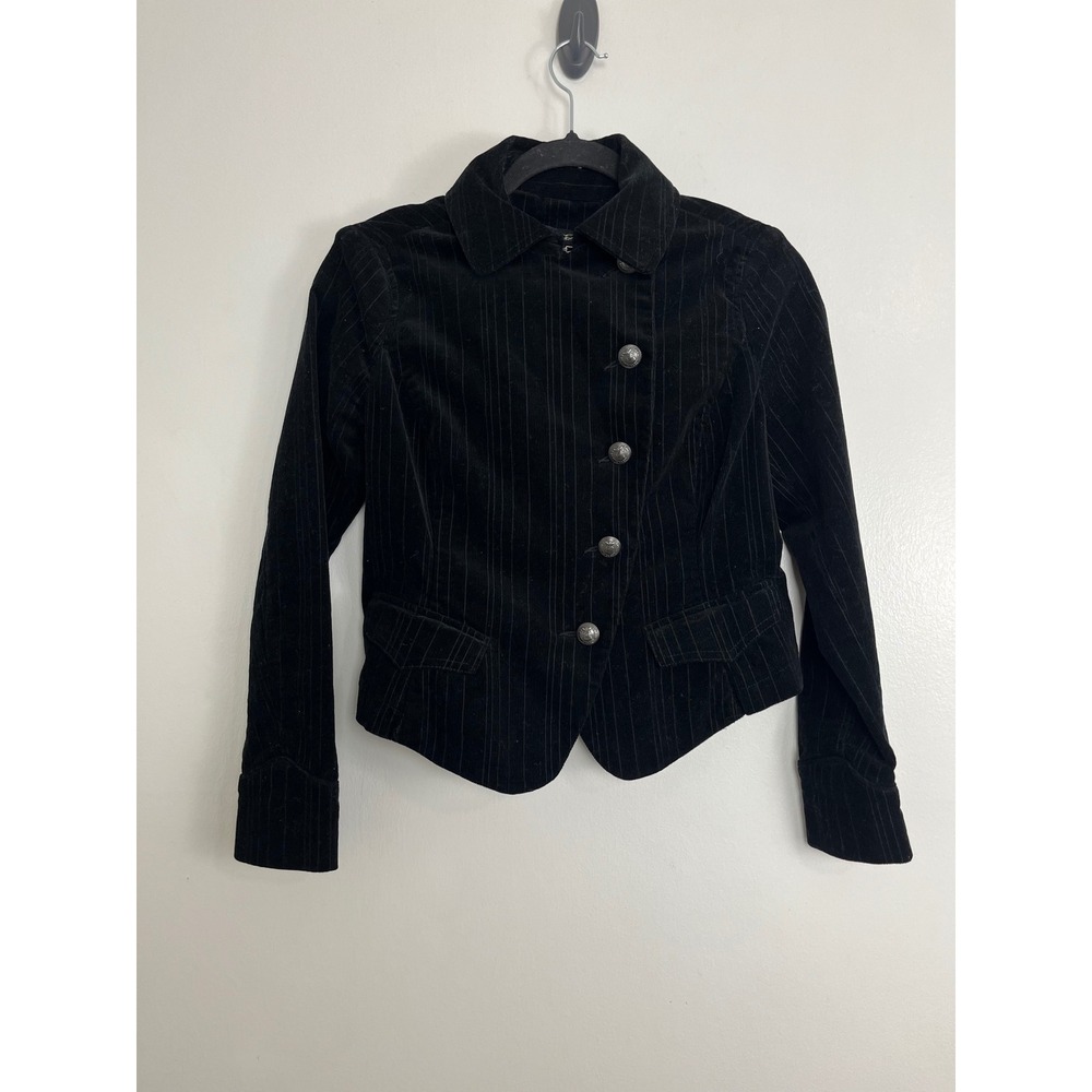 Calvin Klein Dark Academia Pinstripe Military Jacket PS Black Corduroy Alt
